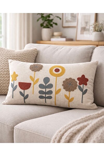 metin tekstil Punch Processing Rectangular Linen Throw Pillow Cover