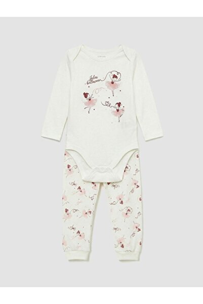 LC Waikiki Printed Baby Girl Snap-On Bodysuit and Leggings