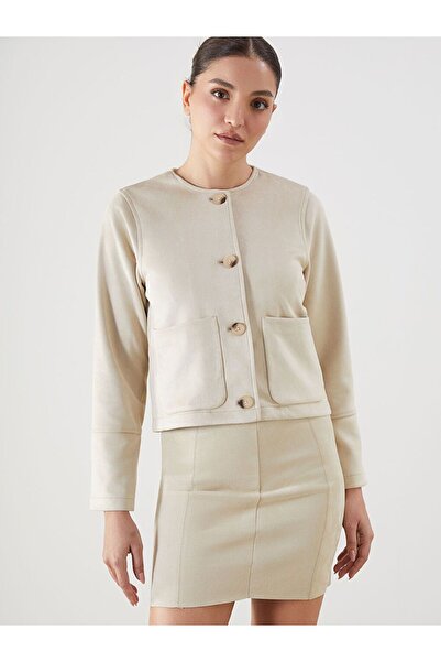LC Waikiki Lcw Vision Beige Crew Neck Women's Jacket