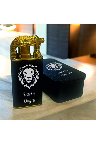 DOĞRU GRAFİK Kişiye Özel İsimli Lüks Kutulu Çift Ateşli Timsah Figürlü Çakmak