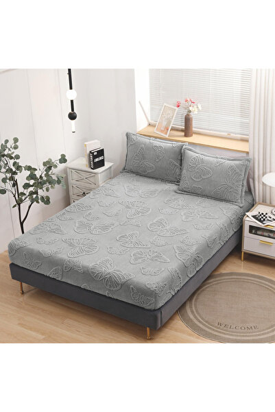 FIONNA.RO Cocolino Embossed Butterflies Duvet Cover 180x200cm - Light Grey