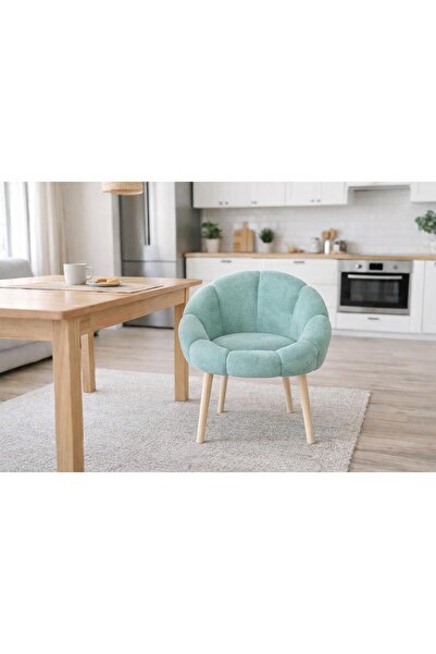 KOKİ DESİGN Papatya Yeşil Peluş Kumaş Yemek Masası Sandalyesi, Makyaj Masası ...