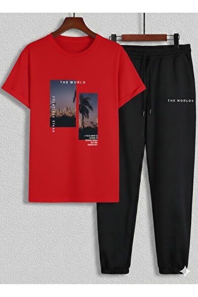 PENTHİLUS Men's T-Shirt and Trousers Set - Men's Two-Piece Set - Summer Botto...