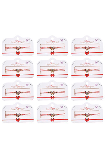 HYVESTO Set 12 Martisoare Bratari Fluture Auriu cu Cristale Multicolore Stral...