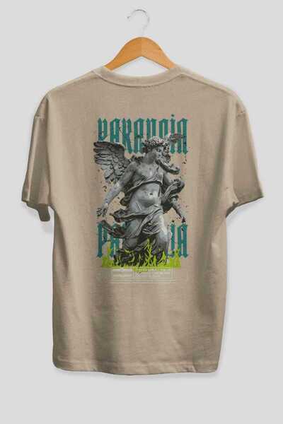 Ankhises Paranoia Back Štampano Bež Oversize kroj T-shirt Muškarci Žene Pamuk...