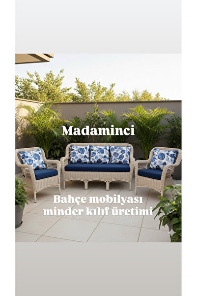 MADAMİNCİ Rattan Balkon Bahçe Mobilyası Minder Kılıfı 5 Adet Sırt 5 Adet Oturum
