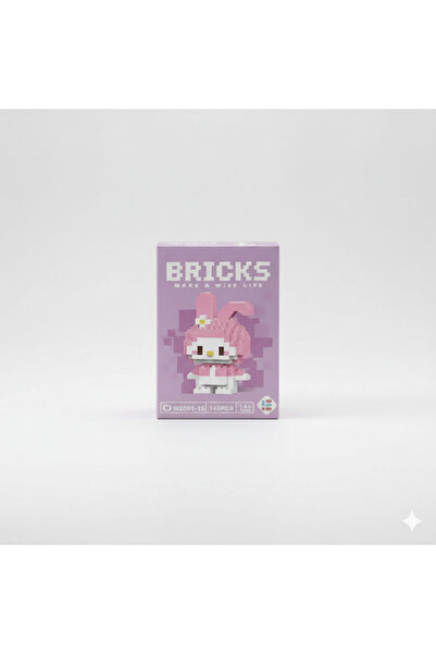 Bricks My Melody Pembe Tavşan Mini Blok Seti - 145 Parça Mikro Lego Figür - W...