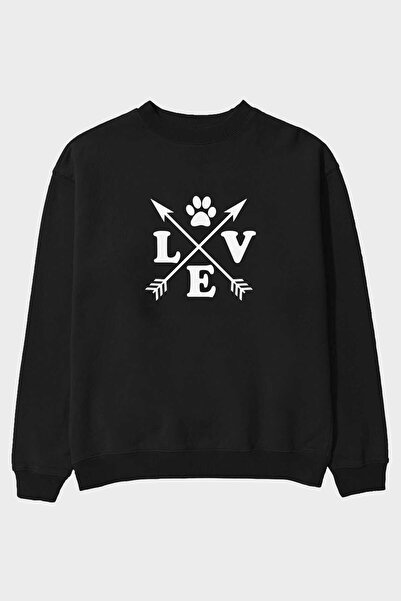 Ankhises Love pati μπροστινό τυπωμένο μαύρο φούτερ Oversize Ανδρικό Γυναικείο...