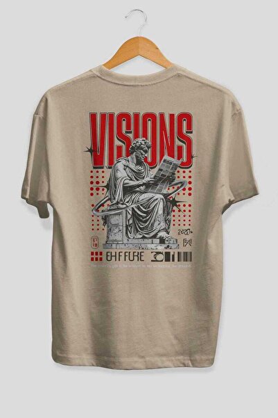 Ankhises Μπλουζάκι Visions με στάμπα στην πλάτη, μπεζ, oversized, ανδρικό και...