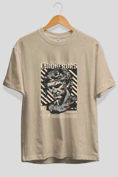 Ankhises Roman Conqueror Front Printed Beige Oversize T-Shirt Men Women Cotto...