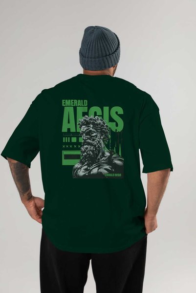 Ankhises Emrald Regis Back Printed Green Oversize T-Shirt Men Women Cotton Crew Neck T-Shirt