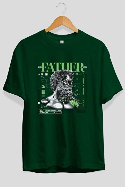 Ankhises Μπλουζάκι Father Zeus με στάμπα μπροστά, πράσινο, oversize, ανδρικό,...