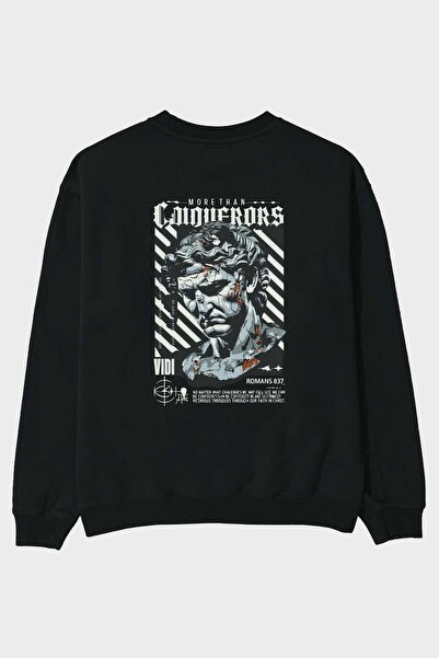 Ankhises سويت شيرت رومان كونكيرور مطبوع من الخلف مقاس كبير للرجال والنساء للج...