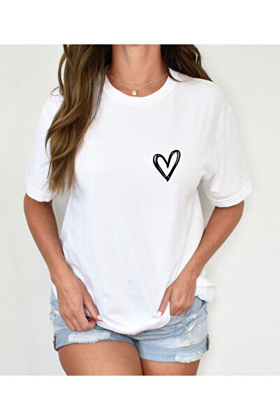 ASELİNDA Minimal Heart Printed Tshirt