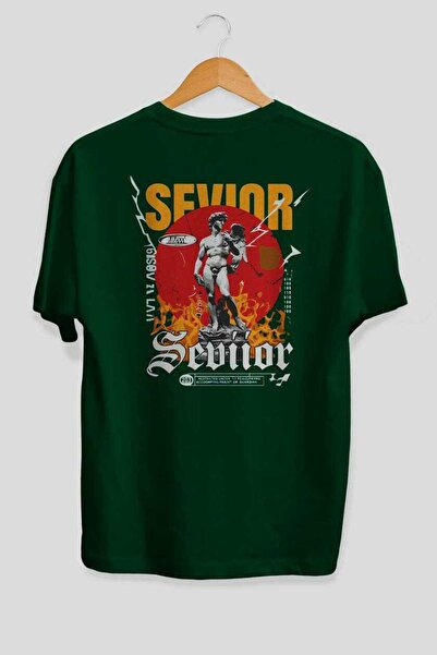 Ankhises Sevior Back Štampano Zelena Oversize kroj T-shirt Muškarci Žene Pamu...