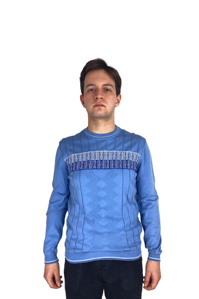 Bisiklet Yaka Jakarlı Desenli Kazak