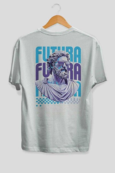 Ankhises تي شيرت فوتورا زيوس أبيض كبير الحجم مطبوع من الخلف للرجال والنساء من...