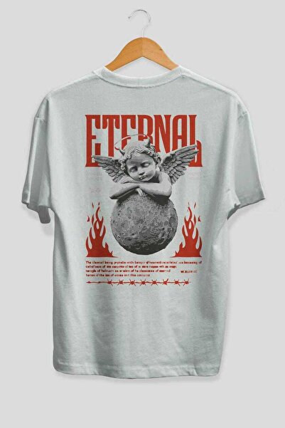 Ankhises Μπλουζάκι Eternal με στάμπα στην πλάτη, λευκό, oversized, ανδρικό κα...