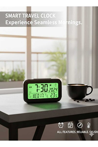 WOHOME Akıllı Dijital Çalar Saat | Işık Sensörlü, LED Ekran, Sıcaklık ve Tari...