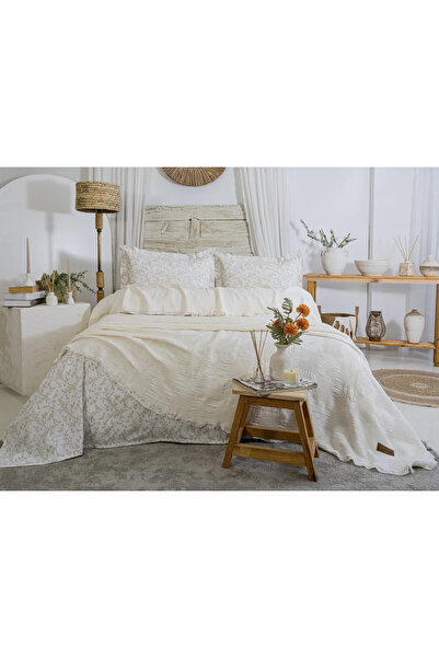Şaheser Home Collection Pamela Jakarlı Müslin Yatak Örtüsü Seti %100 Pamuk Çi...