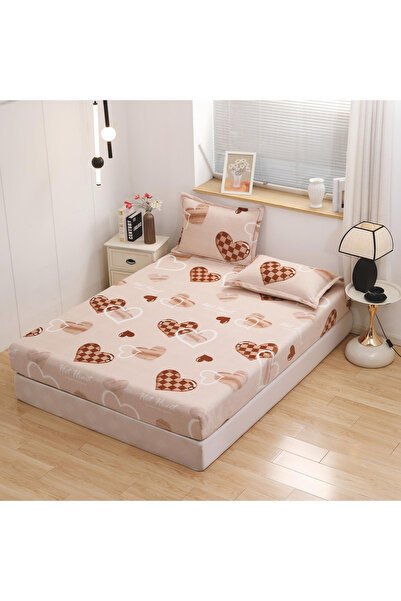 FIONNA.RO Cocolino Stretchy Pillowcase - Cream With Checkered Hearts