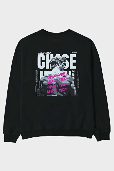 Ankhises Chase Gains Чорна оверсайз-футболка з принтом на спині для чоловіків...