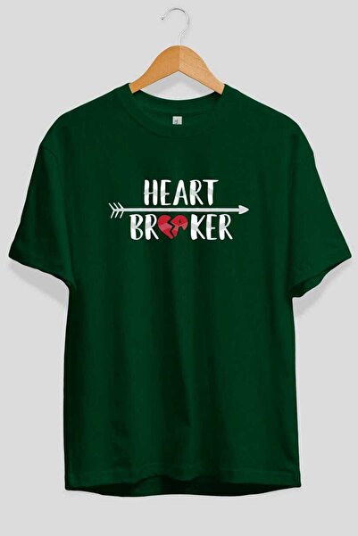 Ankhises Tricou Heart Breaker 2 cu imprimeu frontal verde oversize Bărbați Fe...