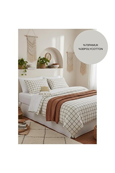 ayçiçek home Single Bedding Set 100/200 Non-Elastic Bed Sheet 140/210 Quilt S...