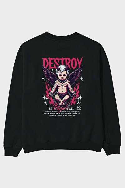 Ankhises سترة ديستروي أوراك مطبوعة من الخلف باللون الأسود للرجال والنساء للجنسين