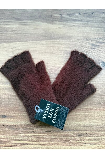 Blotch Brown Bearded Soft-Fingered Cut-Out Gloves - Fingerless - Gift - New Y...