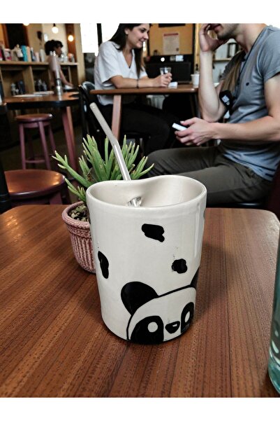 Modern Seramik Panda Figürlü Seramik Kupa