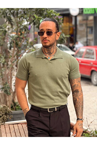 manch collection Basic Polo Neck Knitwear T-Shirt Green