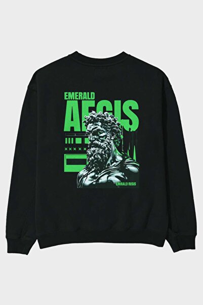 Ankhises سويت شيرت إميرالد ريجيس مطبوع من الخلف كبير الحجم للرجال والنساء للج...