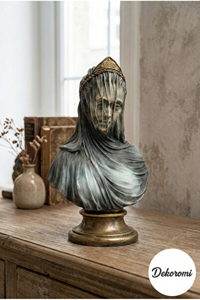Dekoromi Dekoratif Kaideli Tüllü Kadın Büst Heykeli (34cm Boy) Hediyelik ve E...