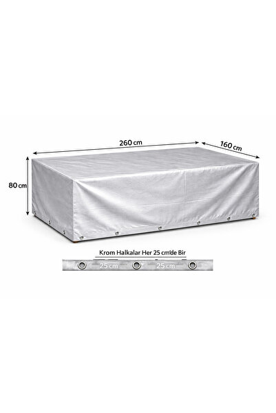 Branda Noktası 260X160X80 cm Gray Color Garden Furniture Protection Cover (Ma...