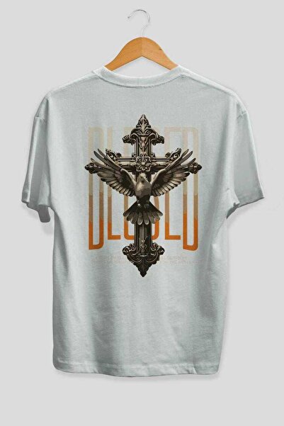 Ankhises Blesed Back Štampano Bela Oversize kroj T-shirt Muškarci Žene Pamuk ...