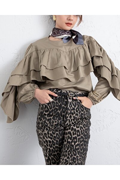 TESTOKUR بلوزة مطاطية مزينة بالكشكشة