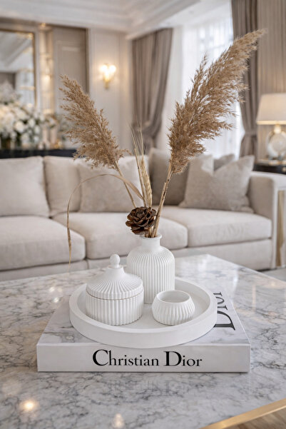 Zigzag Home Decorative Bohemian Style 4-Piece Vase Set, Tray, Striped Vase, B...