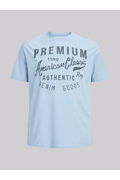 Jack & Jones Plus Men's big sizes T-shirt, with neckline and text print, Ligh...