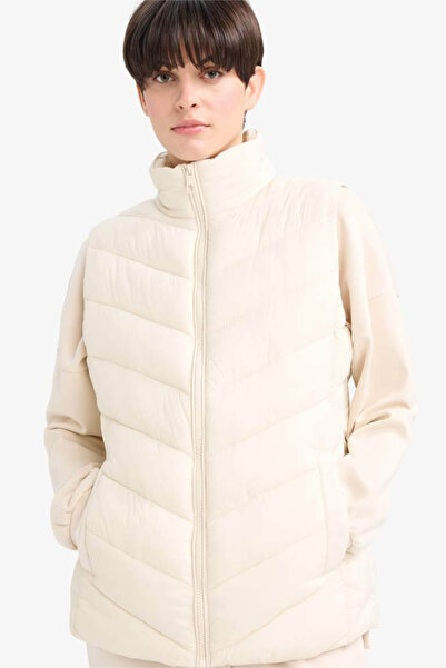 DeFacto Su Geçirmez Fermuarlı Ekru Kadın Yelek G0872AX/ER128