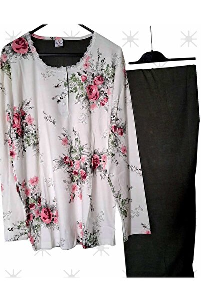 Miss Melina Big Size 100% Cotton Long Sleeve Women's Pajamas Set