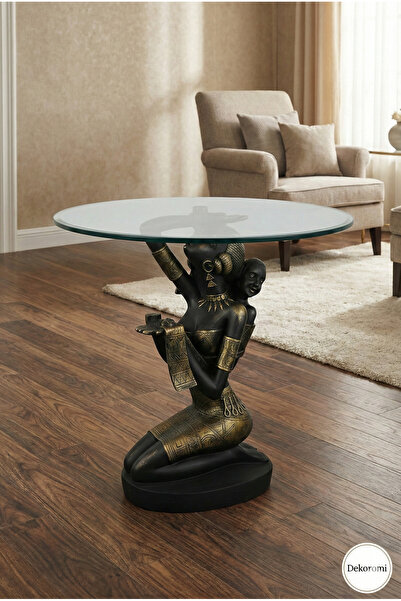 Dekoromi Dekoratif Lüks Mısırlı Anne ve Sırtına Bebek Figürlü Yan Orta Sehpa ...