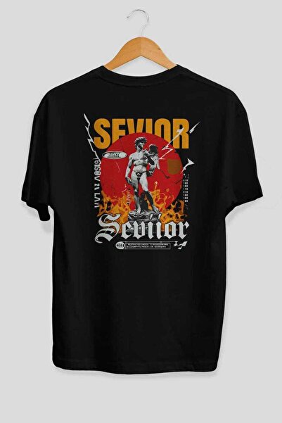 Ankhises Μπλουζάκι Sevior με στάμπα στην πλάτη, μαύρο, oversized, ανδρικό και...