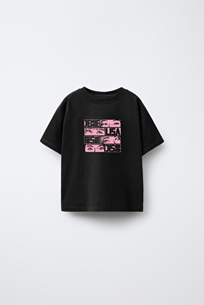 AYDESİGN Blackpink Venom Music Group Tricou negru cu guler imprimat pentru co...