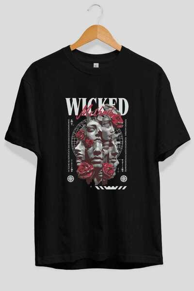 Ankhises Wicked Method Front Printed Black Oversize T-Shirt Men Women Cotton ...