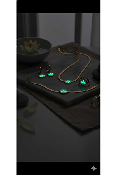 Papatya Silver 925 Ayar Patentli Gece Fosforu İtalyan Lotus Set.rose.gold.rodaj