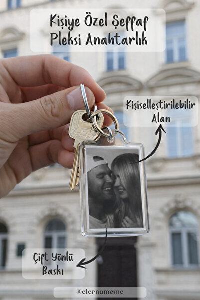 Eterna Mome Kişiye Özel Fotoğraflı Şeffaf Pleksi Anahtarlık | Sevgililer Günü...