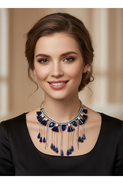 Moda Accessories Stone-Embellished Evening Dress Necklace – Dangling and Show...