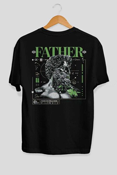 Ankhises Μπλουζάκι Father Zeus με στάμπα στην πλάτη, μαύρο, oversized, ανδρικ...