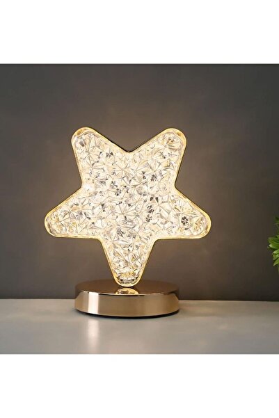 Premium Modern Crystal Star LED Table Lamp Warm White